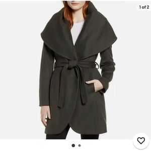 NWT TAHARI MARLA WRAPED BELTED WOOL COAT Size Large